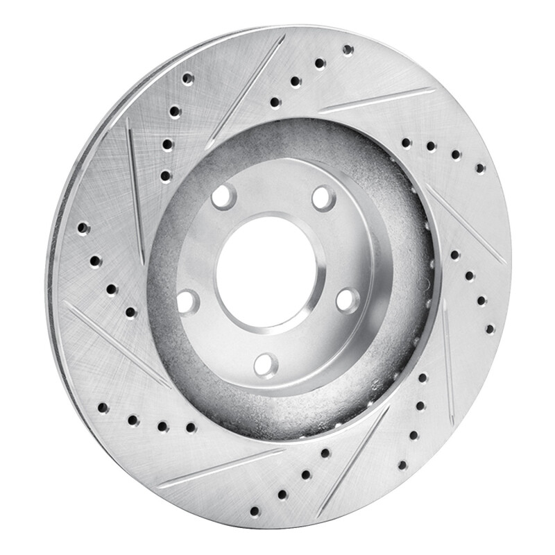 Infiniti I35 Brake Rotor (1) - Front Right - R1 Concepts - Drilled & Slotted - Silver - `02-`06